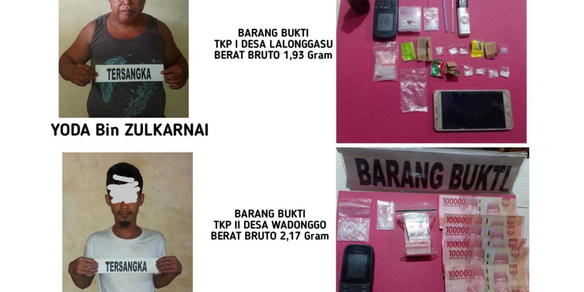 Tim Opsnal Satresnarkoba Konsel Kembali Meringkus Dua Warga Asal Tinanggea Diduga Edarkan Narkotika jenis Shabu
