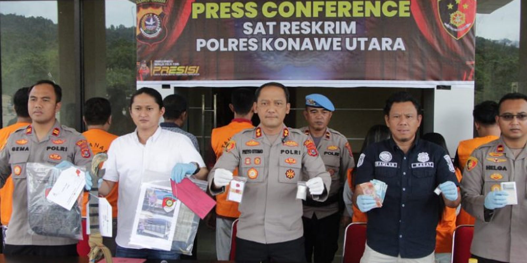 Kapolres Konut AKBP Priyo Utomo, S.H., S.I.K Pimpin Press Release Kasus Tindak Pidana Narkotika