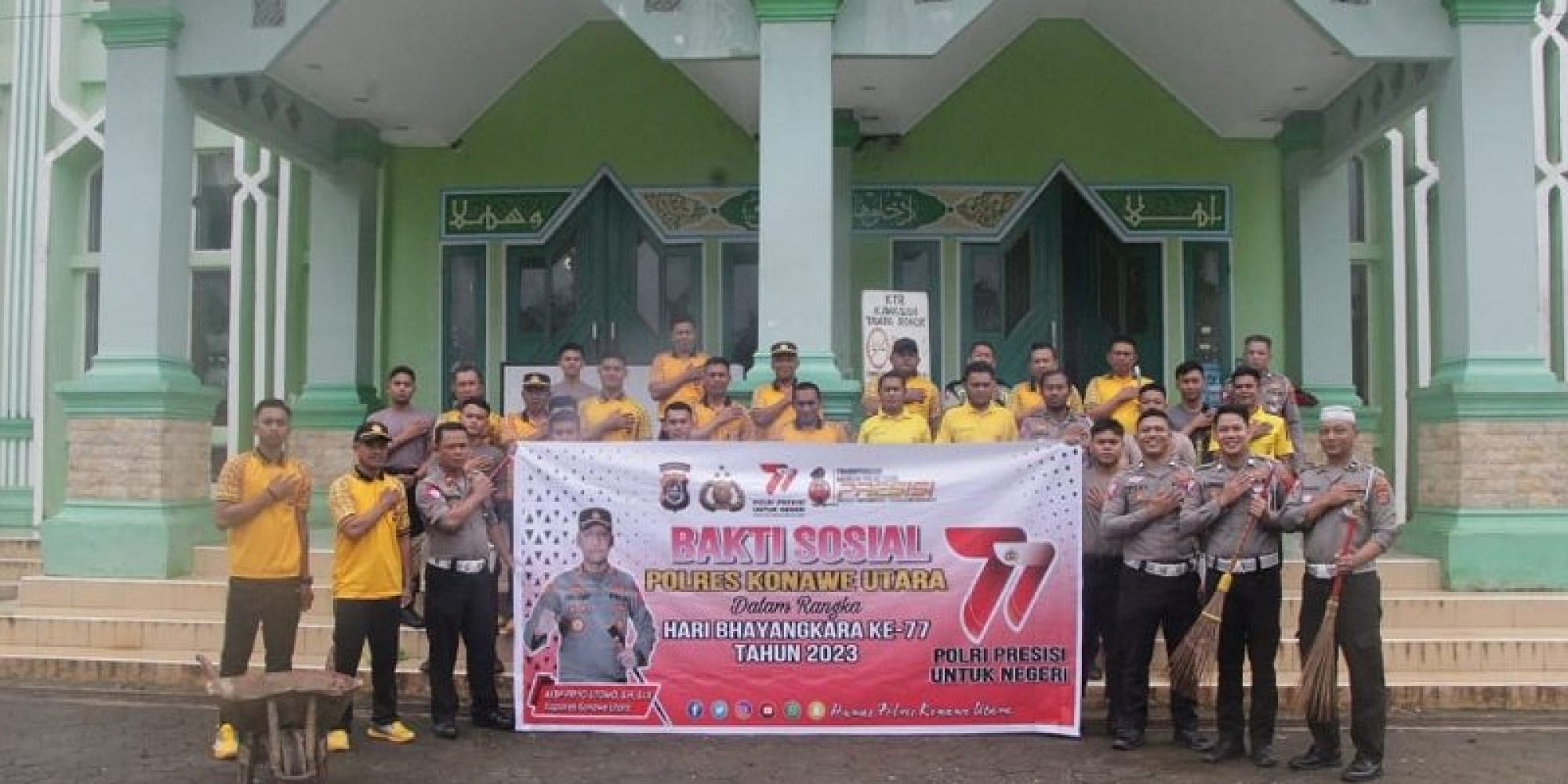 Polres Konawe Utara Sambut Hari Bhayangkara Ke 77, Lakukan Baksos di Mesjid As Salam