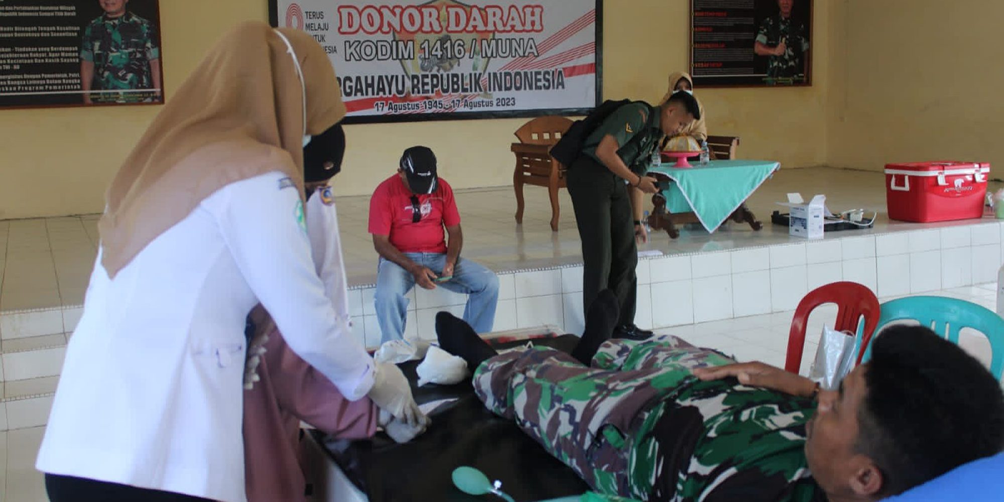 Peringati HUT RI Ke-78,Kodim 1416/Muna Gelar Donor Darah