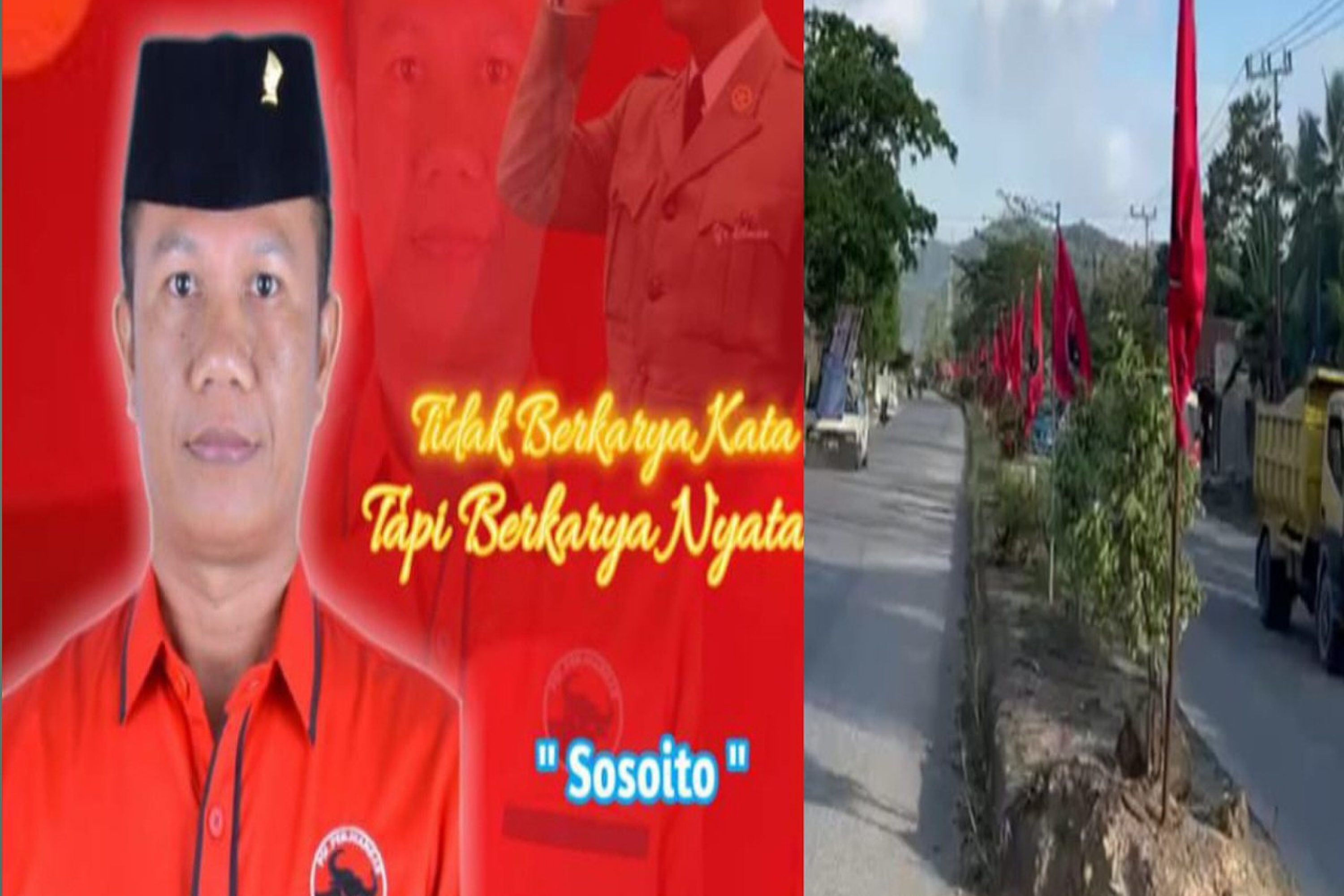 Bobi Caleg DPRD Konsel, Kibarkan Bendera PDIP Sepajang Ruas Jalan Kecamatan Konda