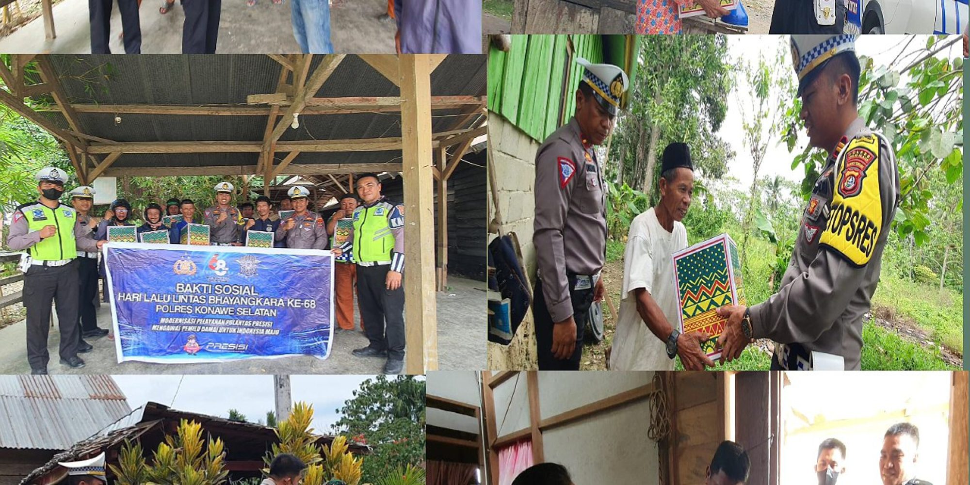 Hut Lantas Yang Ke-68 , Sat Lantas Polres Konsel Bagi Ratusan Sembako Ke Masyarakat