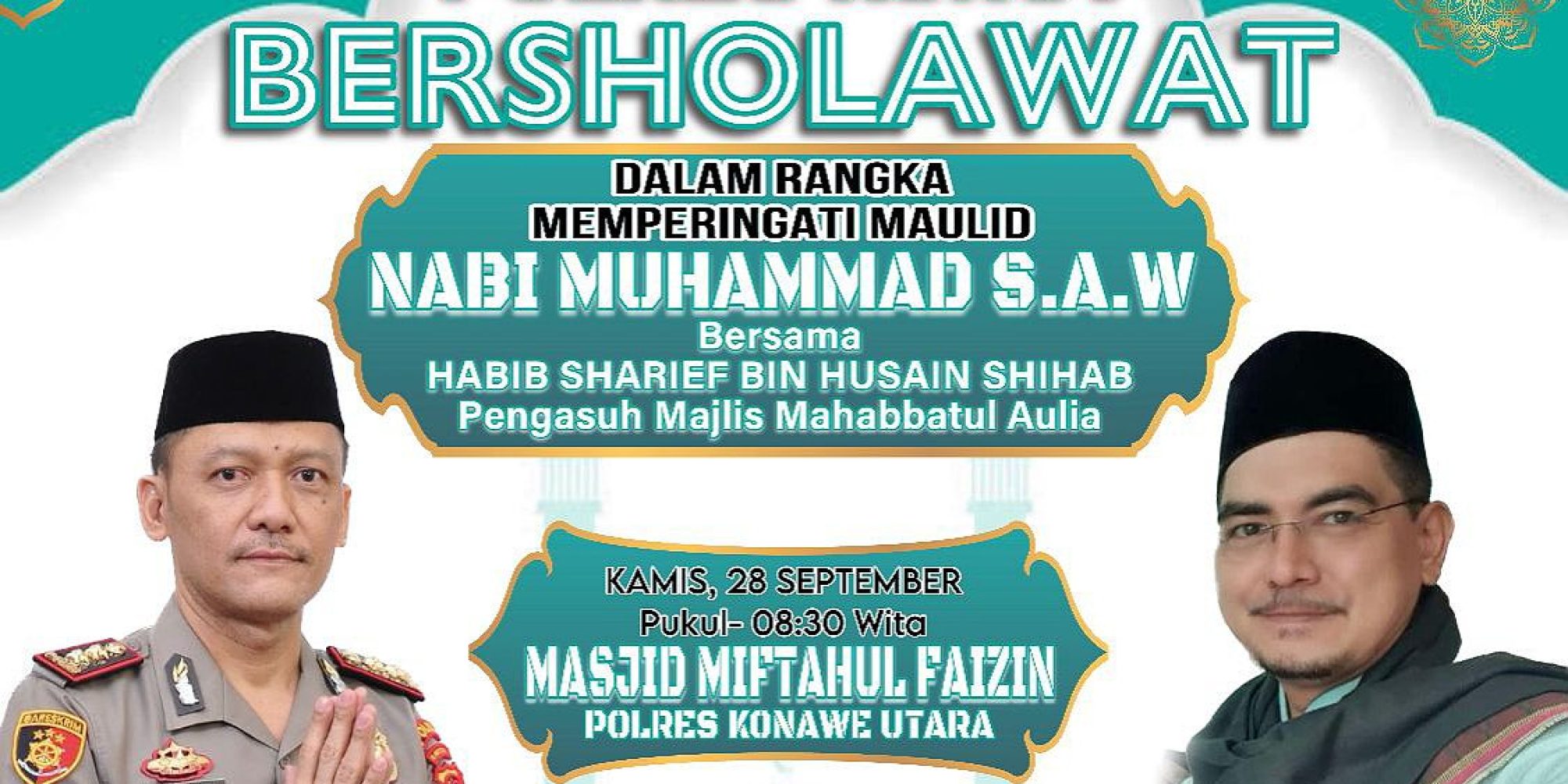 Peringati Maulid Nabi Muhammad S.A.W, Polres Konut Bakal Bersholawat Bersama Habib Sharief Bin Husain Shiha