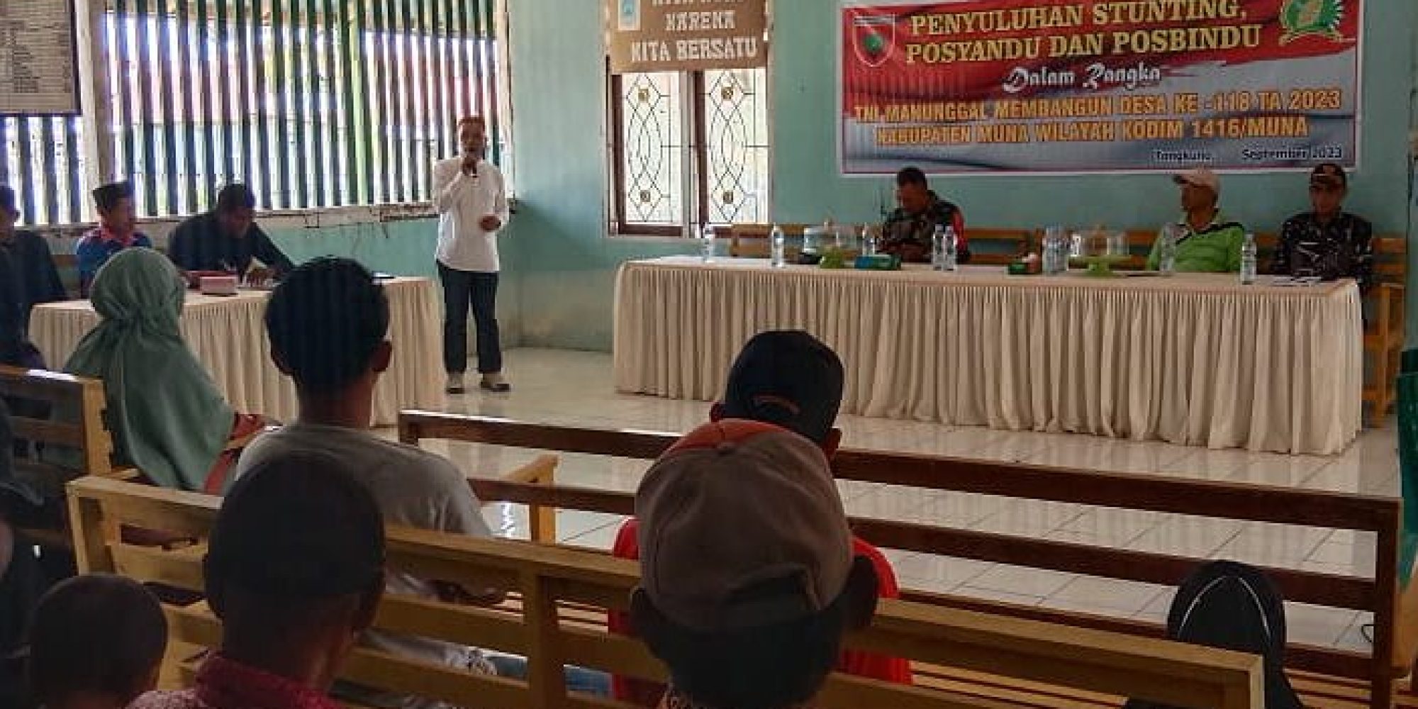 Satgas TMMD 118 Kodim 1416/Muna Sinergi dengan Dinas Kesehatan Sosialisasi Tentang Stunting, Posyandu dan Posbindu
