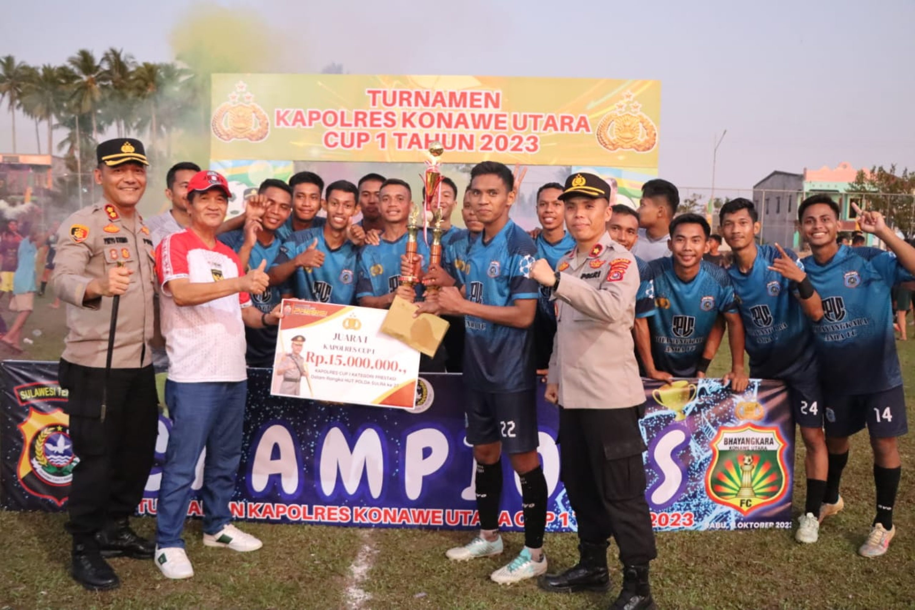Wakil Bupati Bersama Kapolres Konut, Tutup Turnamen Kapolres Cup 1 Tahun 2023 : BFC Polda Sultra Keluar Sebagai Juara
