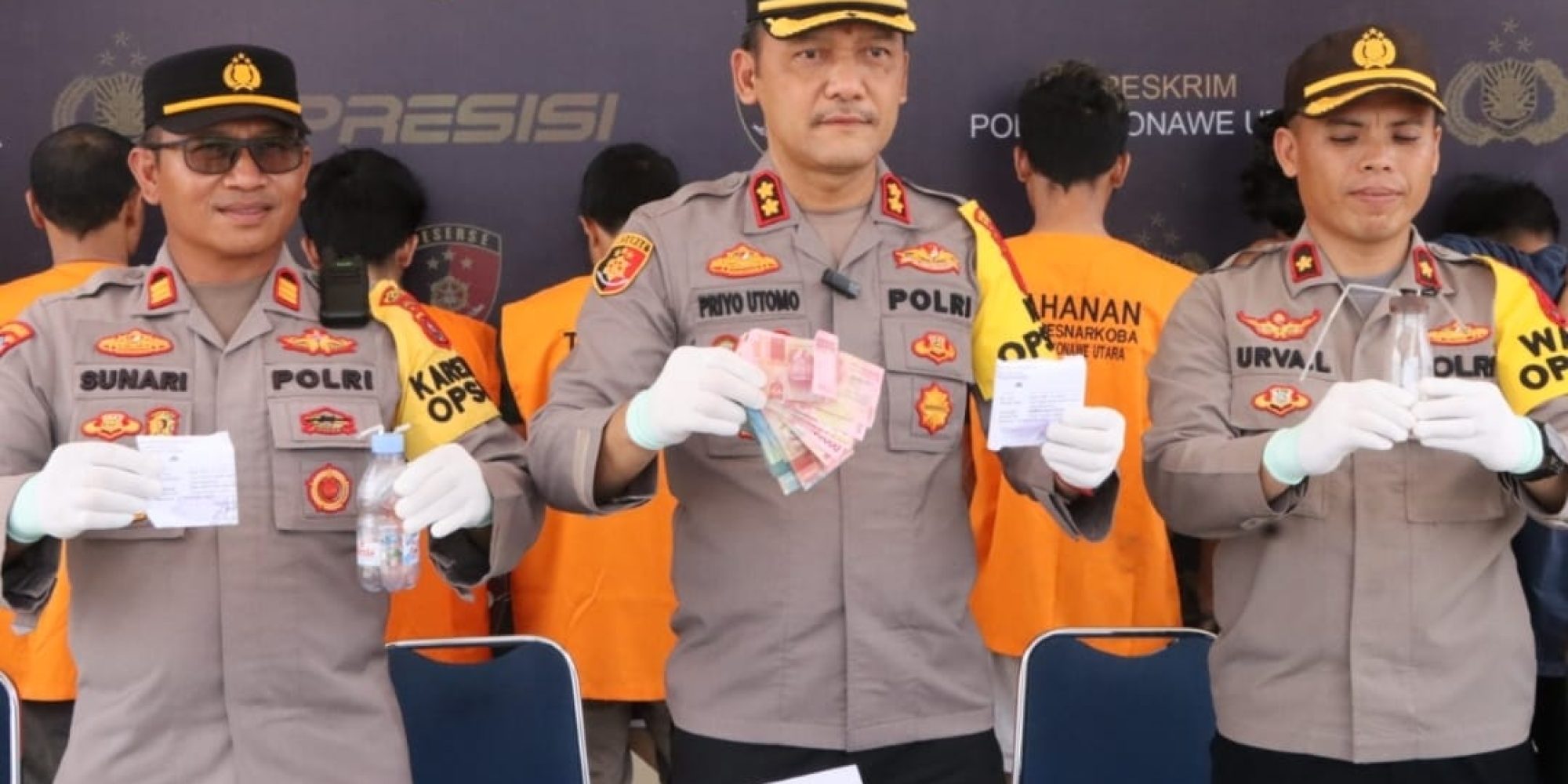 Kapolres Konut AKBP Priyo Utomo, Pimpin Press Release Pengungkapan Kasus Satuan Resnarkoba