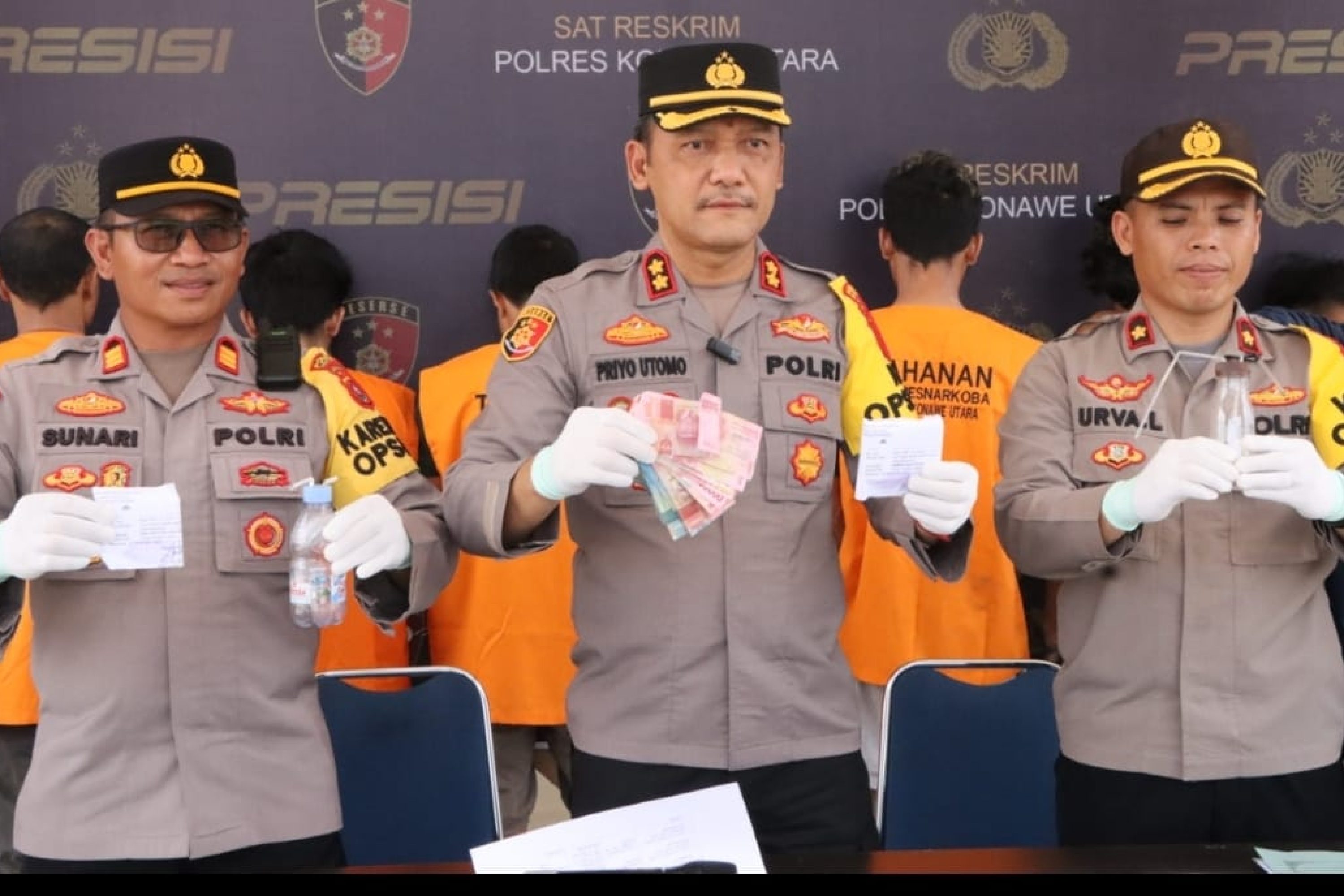 Kapolres Konut AKBP Priyo Utomo, Pimpin Press Release Pengungkapan Kasus Satuan Resnarkoba