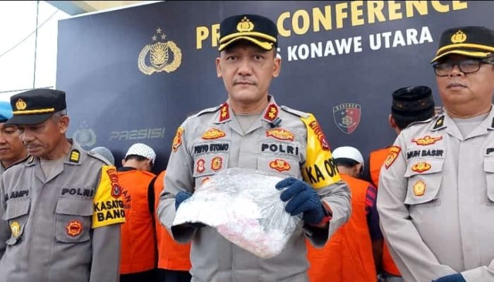Polres Konut Berhasil Mengungkap Pelaku Sindikat Narkoba Bersama Barang Bukti 78,54 Gram Sabu Siap Edar