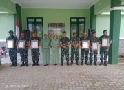 Dandim Pimpin Upacara Korp Raport Pindah Satuan 6 Prajurit Terbaik Kodim 1430/Konawe Utara