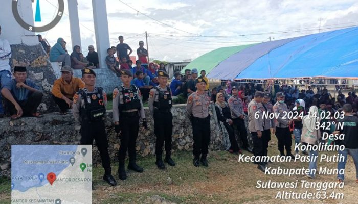 Satgas Operasi Mantap Praja 2024 Laksanakan Pengamanan Kampanye Calon Gubernur di Pasar Laino, Kab. Muna