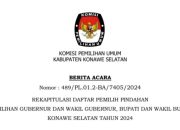 KPU Konsel Umumkan Rekapitulasi Daftar Pemilih Pindahan Pemilihan Gubernur Dan Wakil Gubernur, Bupati Dan Wakil Bupati Konsel 2024