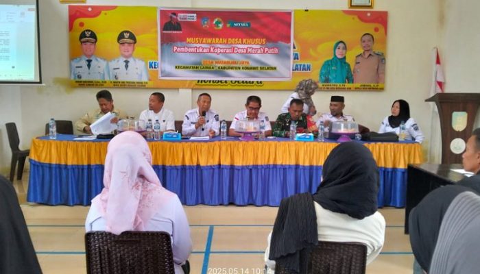 Dinas Koperasi Dan UMKM Konsel Hadiri Pembentukan Kopdes Merah Putih di Kec. Lainea
