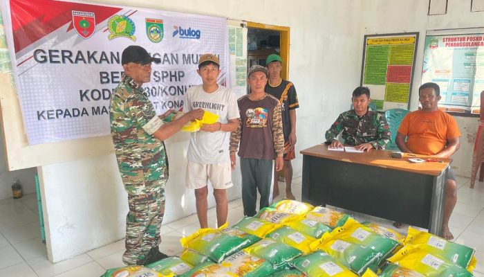 Kodim 1430/Konut Gelar Gerakan Pangan Murah, Salurkan Beras SPHP untuk Masyarakat