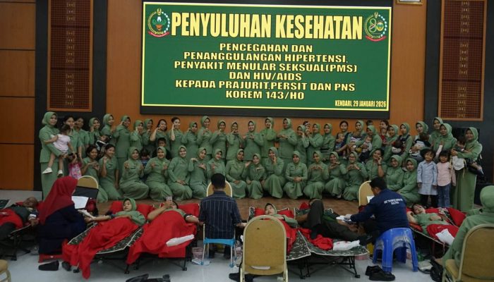 Korem 143/HO Gelar Penyuluhan Kesehatan Pencegahan Dan Penanggulangan Hipertensi, PMS Dan HIV/AIDS