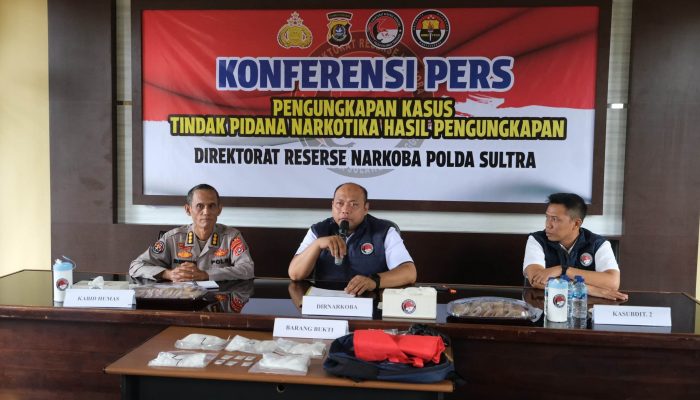 Polda Sultra Ungkap Peredaran 1.026 Gram Sabu, Mahasiswa Asal Kolaka Diamankan