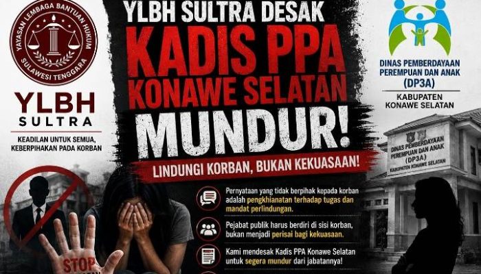 Diduga Intimidasi Dan Tawari Korban Untuk Damai, YLBH Sultra Desak Kadis DP3A Konsel Mundur Dari Jabatannya